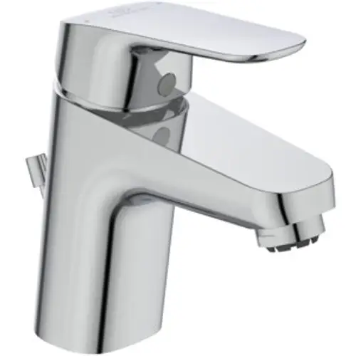 Waschtischarmatur aus Chrom von Ideal Standard mit einem einhebeligen Bedienungselement und einer Ausladung von 101 mm für Badezimmeranwendungen.